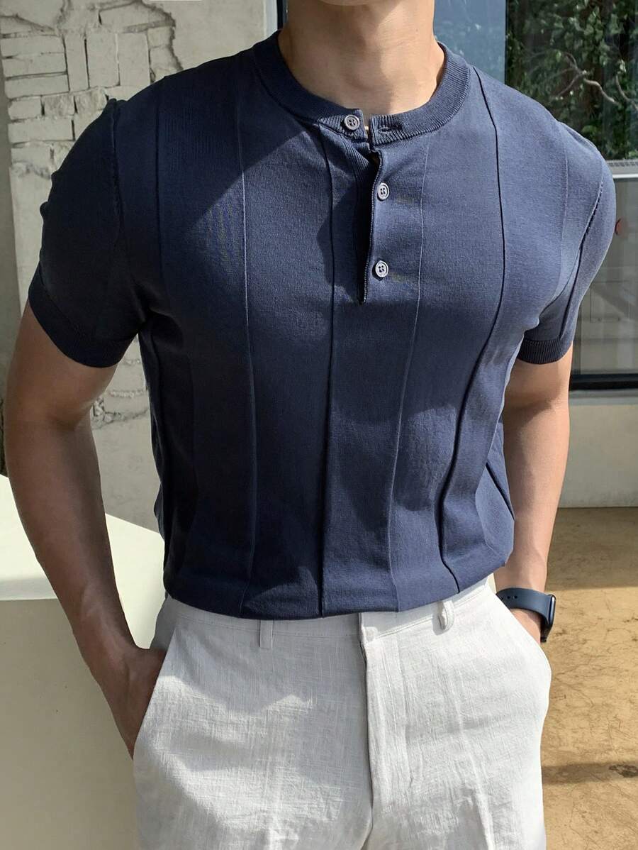 Camiseta Knit Texture – Minimalismo Europeu de Verão