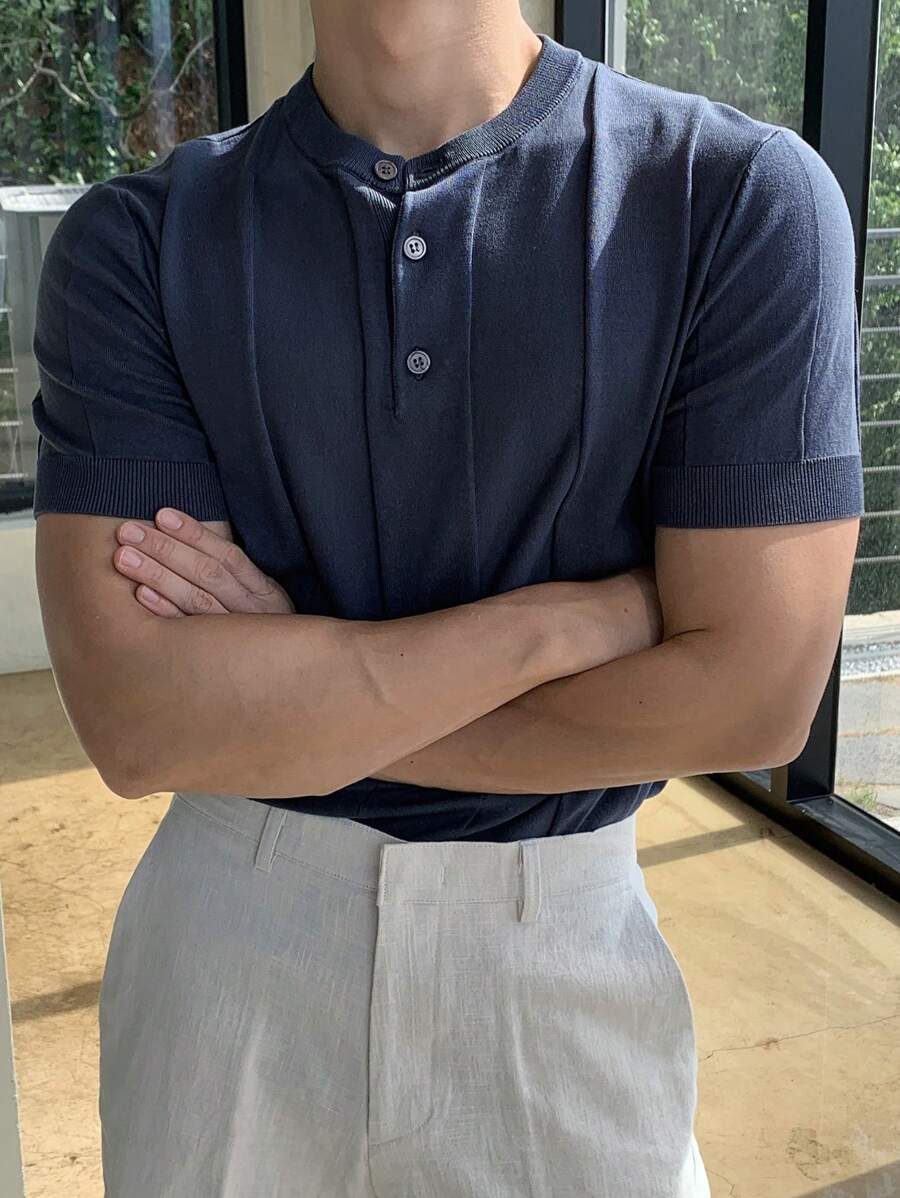 Camiseta Knit Texture – Minimalismo Europeu de Verão