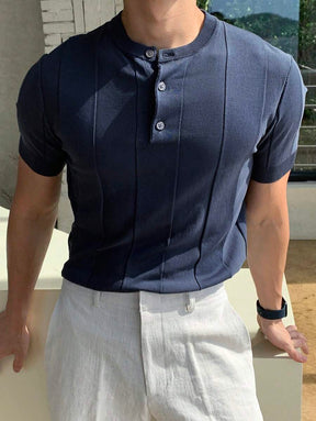 Camiseta Knit Texture – Minimalismo Europeu de Verão