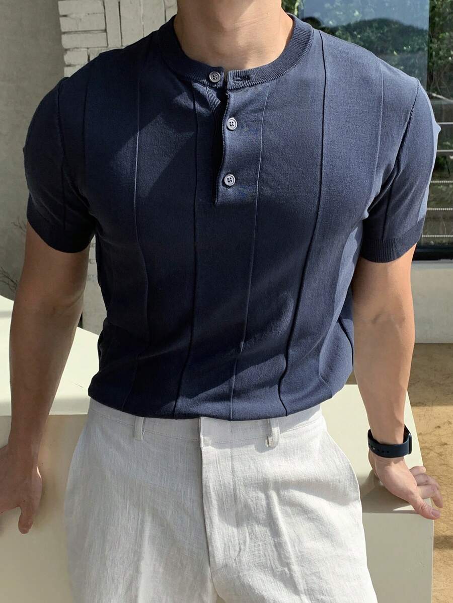 Camiseta Knit Texture – Minimalismo Europeu de Verão