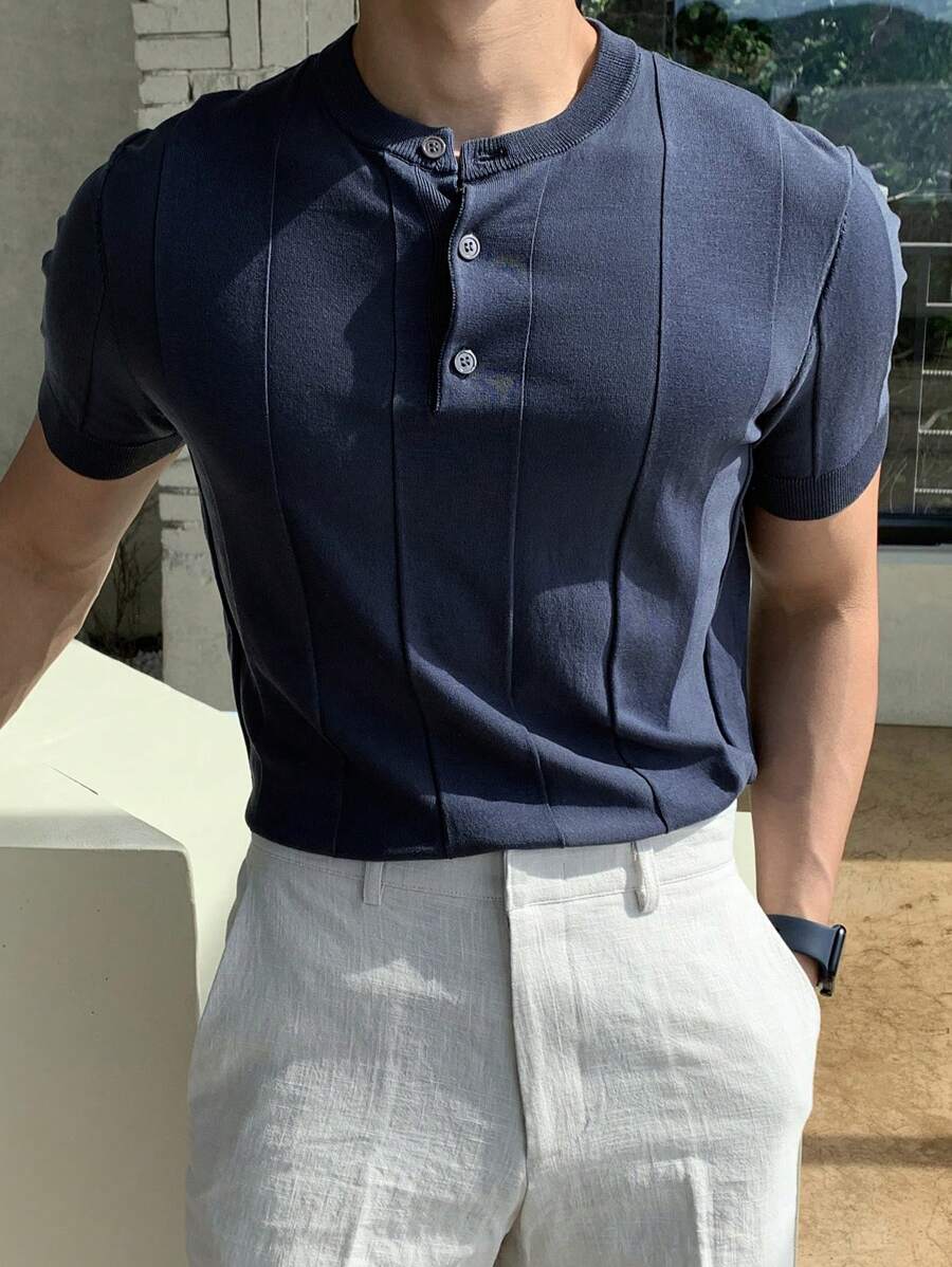 Camiseta Knit Texture – Minimalismo Europeu de Verão