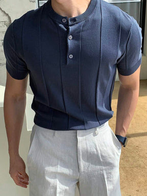 Camiseta Knit Texture – Minimalismo Europeu de Verão