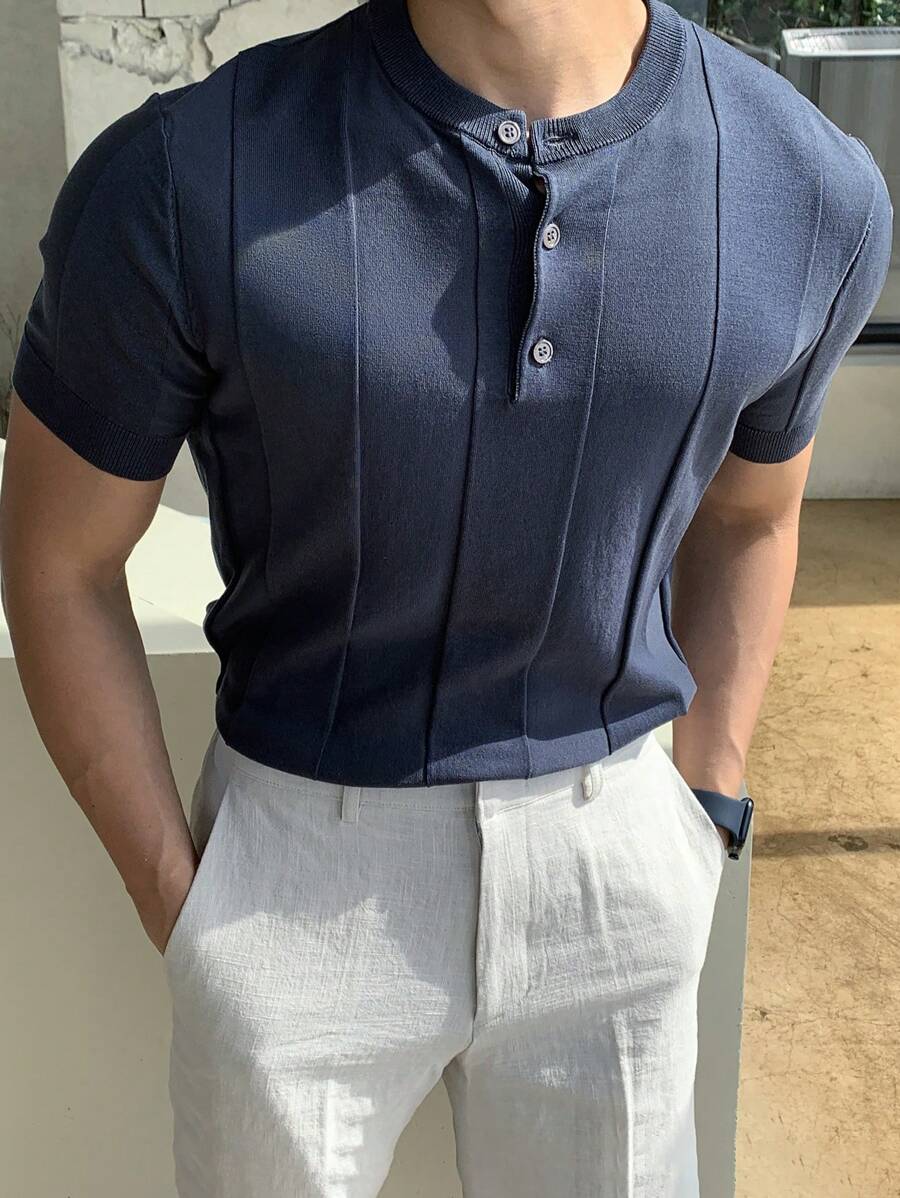 Camiseta Knit Texture – Minimalismo Europeu de Verão