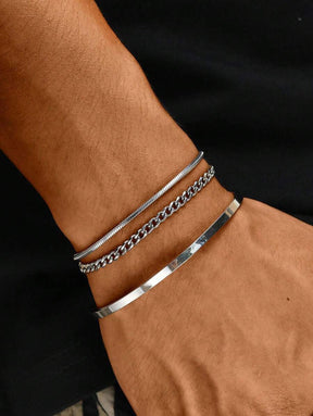 Kit 3 Pulseiras Milano Ajustável | Aço Inox Banho Ouro 18K