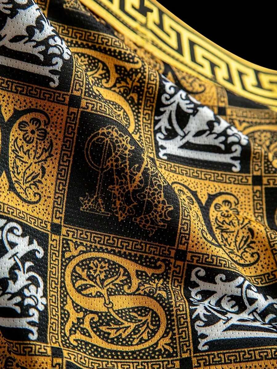 Kit 4 Cuecas Veneza Luxury | Preto Dourado Respirável