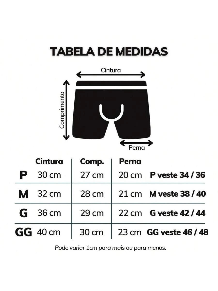 Kit 5 Cuecas Boxer Firenze | Algodão Premium Confortável