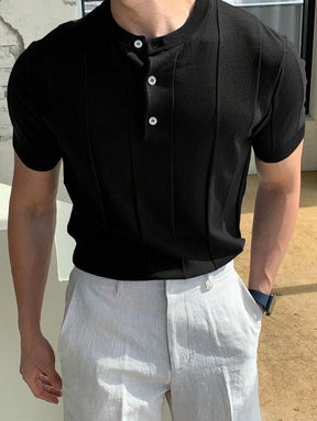 Camiseta Knit Texture – Minimalismo Europeu de Verão