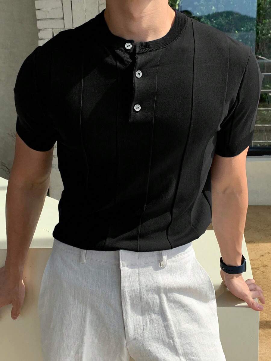 Camiseta Knit Texture – Minimalismo Europeu de Verão