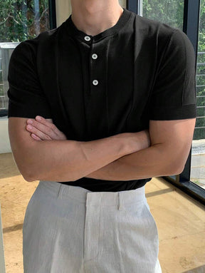 Camiseta Knit Texture – Minimalismo Europeu de Verão