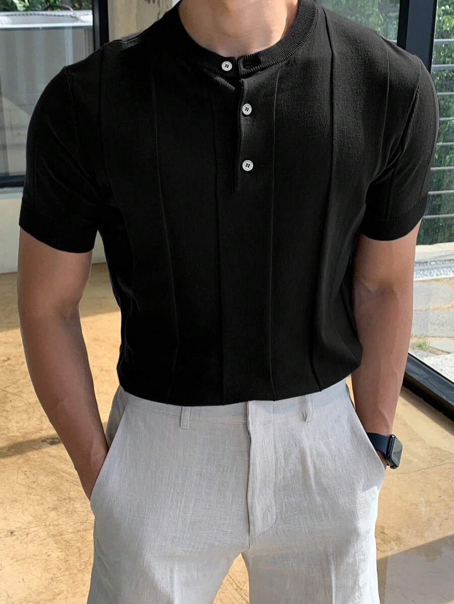 Camiseta Knit Texture – Minimalismo Europeu de Verão