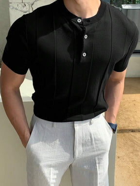 Camiseta Knit Texture – Minimalismo Europeu de Verão