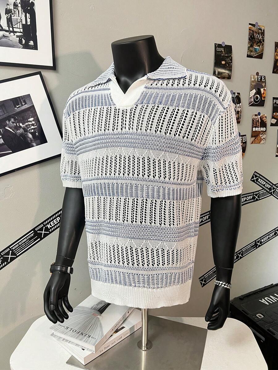 Polo Cruise Knit – Textura Listrada e Trama Respirável
