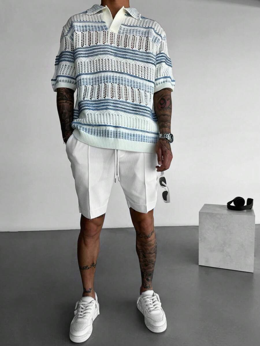 Polo Cruise Knit – Textura Listrada e Trama Respirável