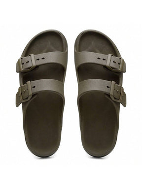 Sandália Slide Nuvem Modena | Fivela Quadrada Premium