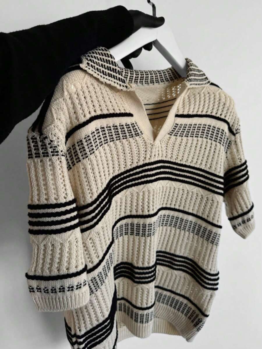 Polo Cruise Knit – Textura Listrada e Trama Respirável