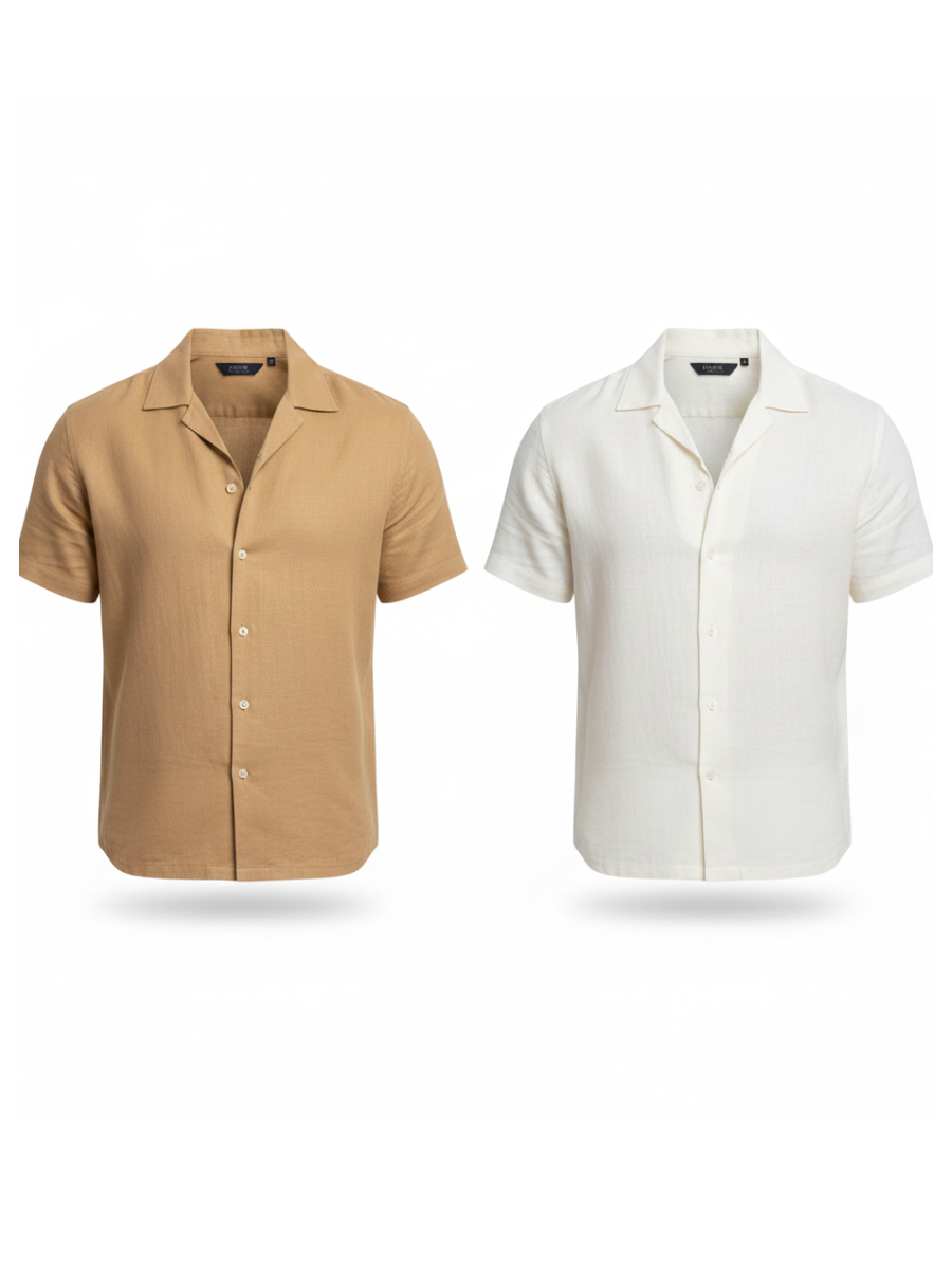 Kit 2 Camisas Linho Gola Italiana | Estilo Premium e Fresco