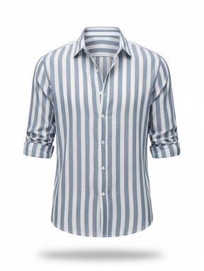 Camisa Linho Toscana Listrada | Algodão e Bloco de Cores