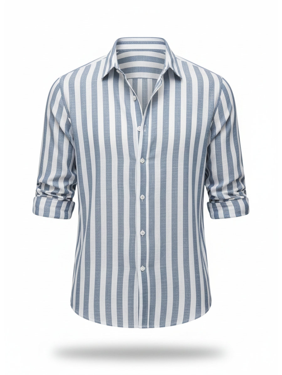 Camisa Linho Toscana Listrada | Algodão e Bloco de Cores