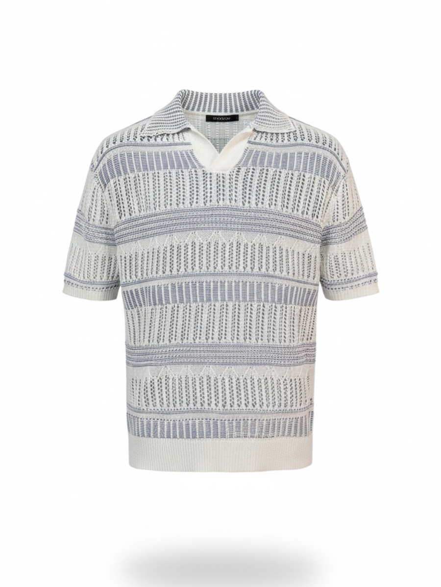 Polo Cruise Knit – Textura Listrada e Trama Respirável