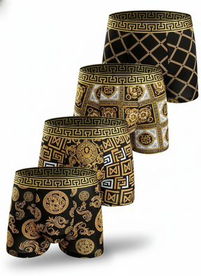 Kit 4 Cuecas Veneza Luxury | Preto Dourado Respirável