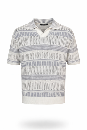 Polo Cruise Knit – Textura Listrada e Trama Respirável
